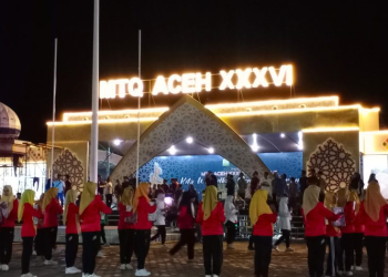 Suasana gladi pembukaan Musabaqah Tilawatil Qur’an (MTQ) Aceh XXXVI, di Lapangan Pendopo Bupati Sinabang, Kamis (23/11/2023) malam. (Foto: Biro Adpim Pemerintah Aceh)