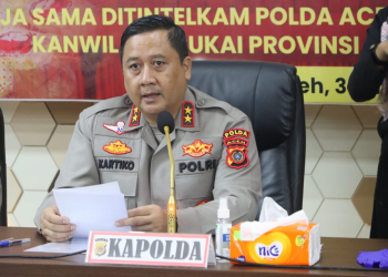 Kapolda Aceh, Irjen Achmad Kartiko, dalam konferensi pers di Polda Aceh, Kamis, (30/11/2023). (Foto: Dok. Polda Aceh)