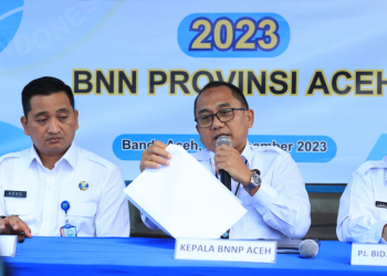 Kepala BNN Provinsi (BNNP) Aceh, Rudy Ahmad Sudrajat, saat konferensi pers di Banda Aceh, Kamis (21/12/2023). (Foto: BNNP Aceh)