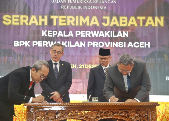 Serah terima jabatan Kepala BPK RI Perwakilan Aceh di Gedung BPK RI Perwakilan Aceh, Kamis, (21/12/2023). (Foto: Adpim Pemprov Aceh)
