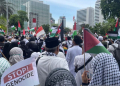 Arsip foto - Ribuan warga memperingati 100 hari aksi genosida yang dilakukan Israel di Gaza, Palestina di depan Kedutaan Besar Amerika Serikat, Jakarta Pusat, Sabtu (13/1/2024) (Foto: Dok. Antara/Lifia Mawaddah Putri)
