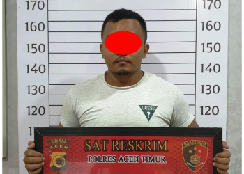 SH (25) warga Desa Gampong Keude, Kecamatan Darul Aman, Kabupaten Aceh Timur diringkus polisi gegara aniaya teman sendiri. (Foto: Alibi/Dok. Polres Aceh Timur)