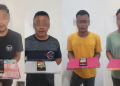 Polisi tangkap empat pemain judi online slot Mahjong di Aceh Utara. (Foto: Alibi/Dok. Polres Aceh Utara)