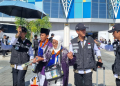 Jemaah haji Indonesia JKG01 tiba di Bandara AMMA Madinah. (Foto: Alibi/Dok. Kemenag RI)